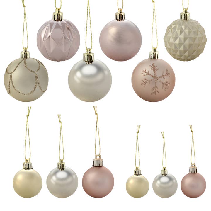 Sunnydaze Decor - Wholesale Ornament - Winter Wonderland 100-Piece Rose Gold Christmas Ornaments 🎅