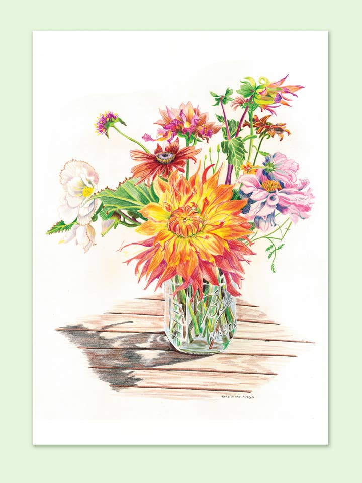 Postcard - Dahlia Delight for wholesale by Vivid Cottage