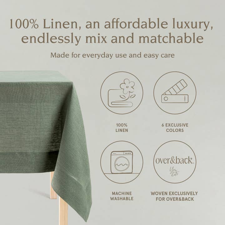 over&back - Wholesale Tablecloth - 100% Linen Tablecloth – 70x10824