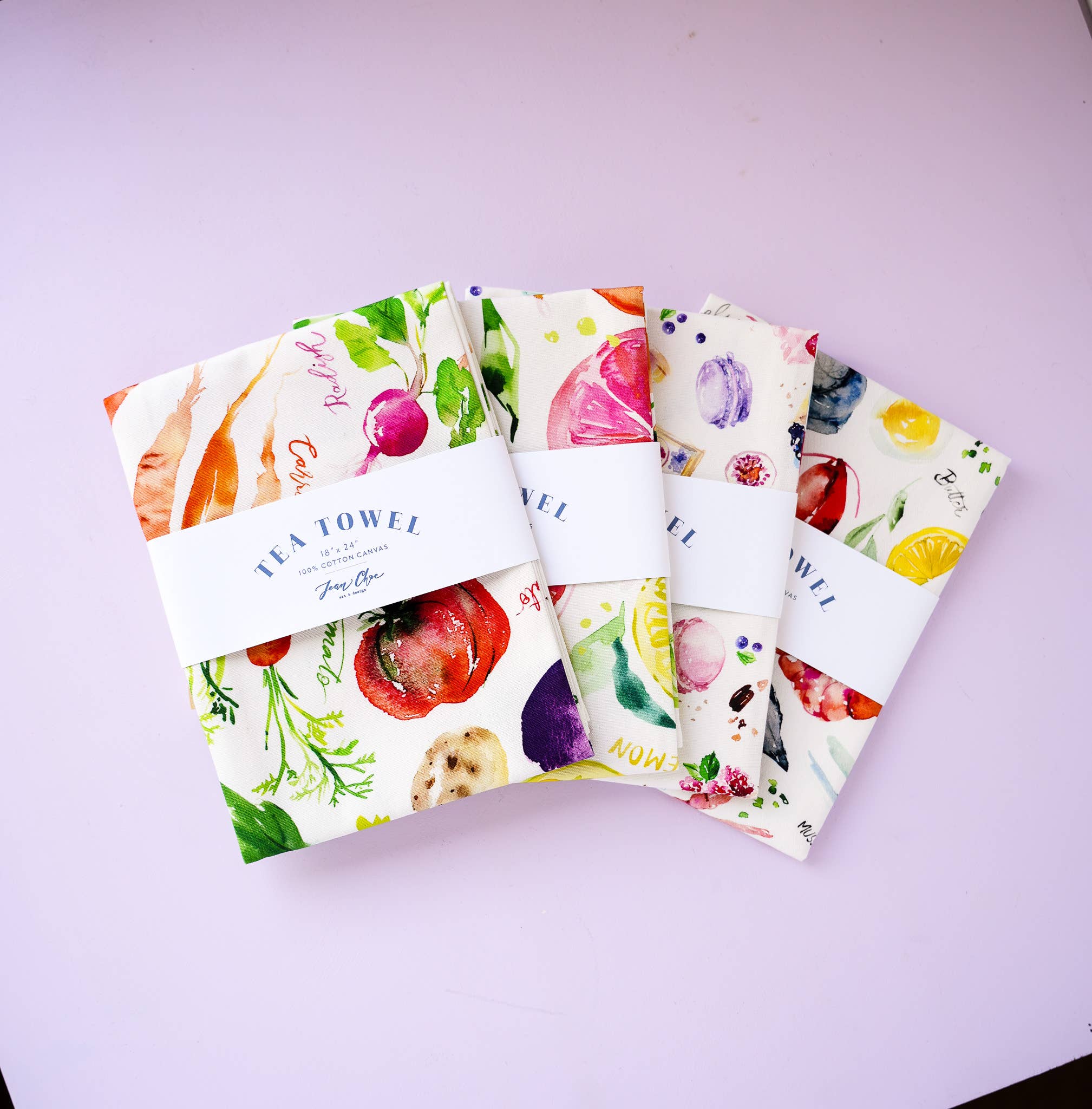 Jean Choe Art & Design - Wholesale Tea Towel - Vegetable Medley Tea Towel. Watercolor Veggie Kitchen Towel.4