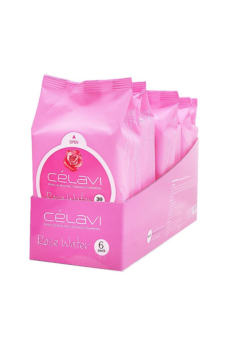 PINEAPPLE Beauty - Wholesale Makeup Remover - Celavi MT021 Rose Water Makeup Cleansing Towelette - 6pc1