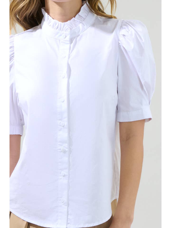 Sugarlips - Wholesale Blouse - Women's - Finley Ruffle Button Down Top
