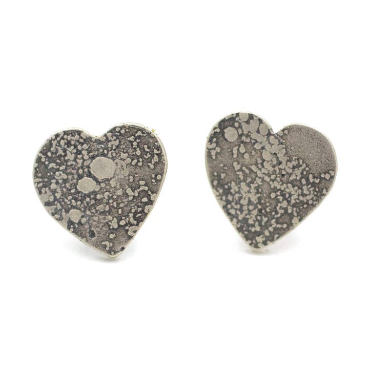 Wanderlust Dust Heart Stud Earrings for wholesale by Renee Ford Metals