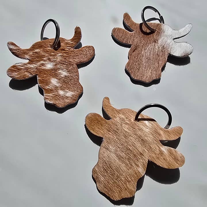Ranchers Closet - Wholesale Keychain - Women's - 10 pcs - Handmade Cow Head Keychain – Genuine Hairon Cowhide