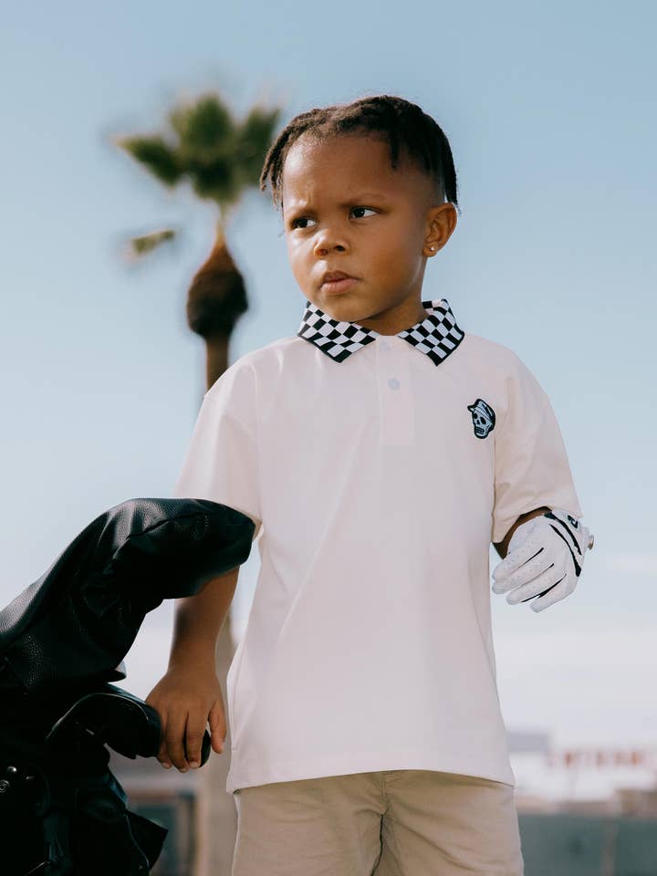 Schädel-Rennfahrer Kinder-Poloshirt für den Großhandel von Devereux