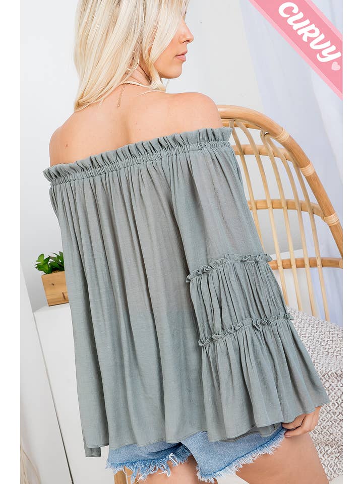 Sweet Lovely by Jen - Wholesale Blouse - Women's - PLUS SIZE OFF SHOULDER TIERED SLEEVE TOP37