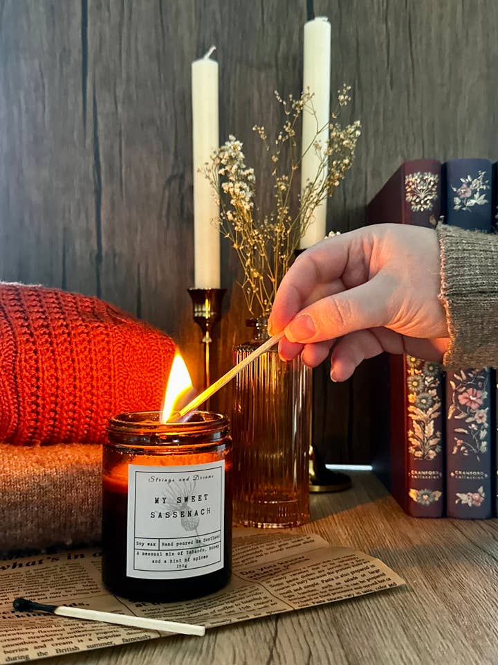 My sweet Sassenach soy wax candle for wholesale by Strings and Dreams Ltd
