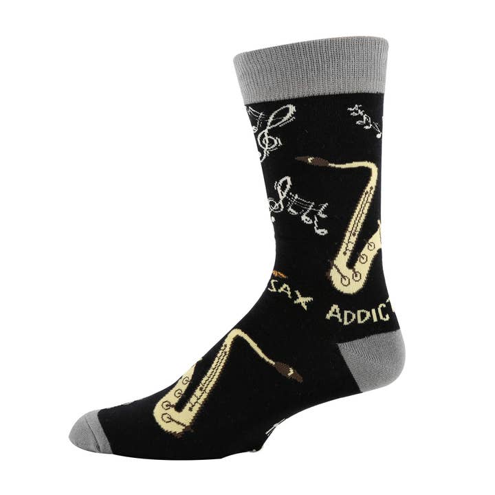 Oooh Yeah/Sock It Up/Oooh Geez Slippers - Wholesale Socks - Men's - Sax Addict | Men's Funny Cotton Crew Socks