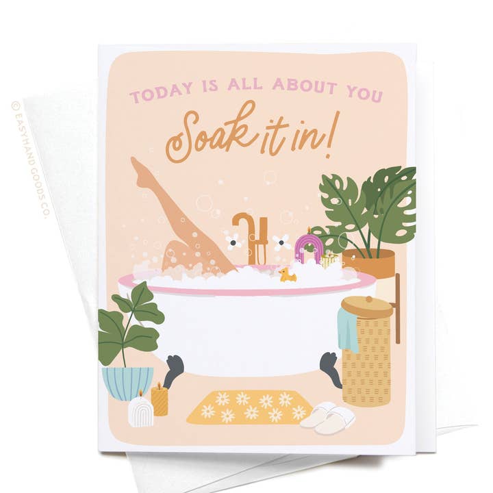 Soak It In Bubble Bath Greeting Card for wholesale by Easyhand Goods – formerly Onderkast