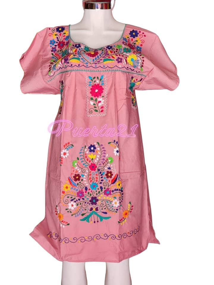 Puerta21 - Wholesale Dress - Women's - Puebla Mexican Embroidered Dress from Mexico womens vestidos