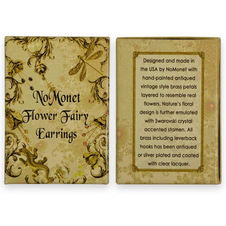 NoMonet - Wholesale Dangle Earrings - Flower Fairy: Painted Mystic Lily Flower Earrings w Crystals