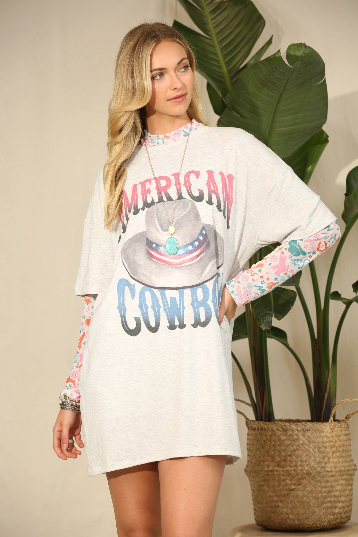 TURKIS/PINK AV1230-SIDNEY VILDE VEST LANGHORN PRINT MESH TOP for engroshandel på Faire6