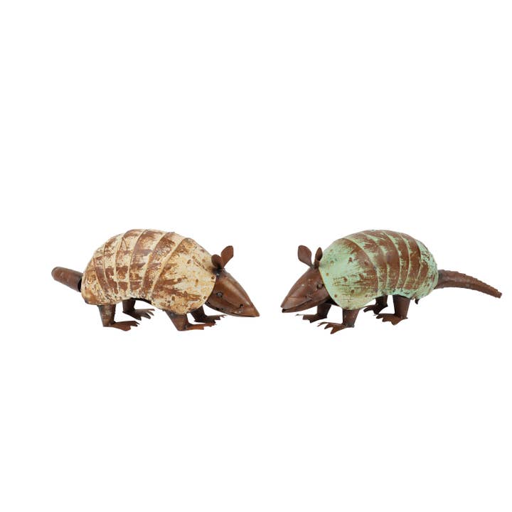My Amigos Imports - Wholesale Outdoor Ornament/Decor - Farmhouse Garden Metal Armadillo-NEW-16x5x6 inch-Two Colors