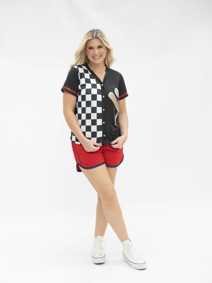 Checkerboard Baseball Jersey for wholesale by GRACE+EMMA by Southern Grace