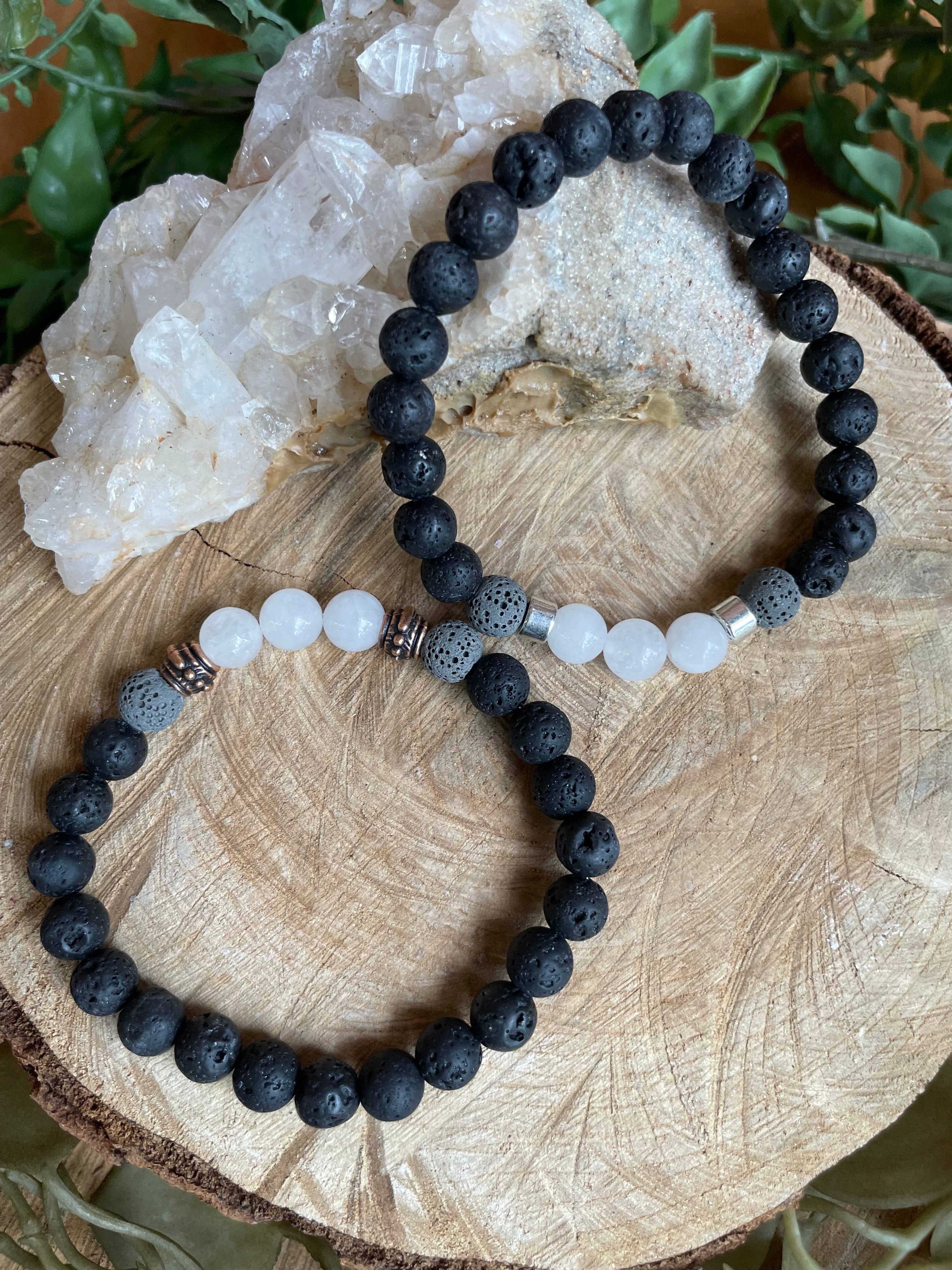 Tangled Up In Hue - Wholesale Aromatherapy Bracelet - Lava & Genuine Stone Diffuser Stretch Bracelets | Assorted3