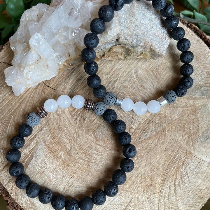 Tangled Up In Hue - Wholesale Aromatherapy Bracelet - Lava & Genuine Stone Diffuser Stretch Bracelets | Assorted3