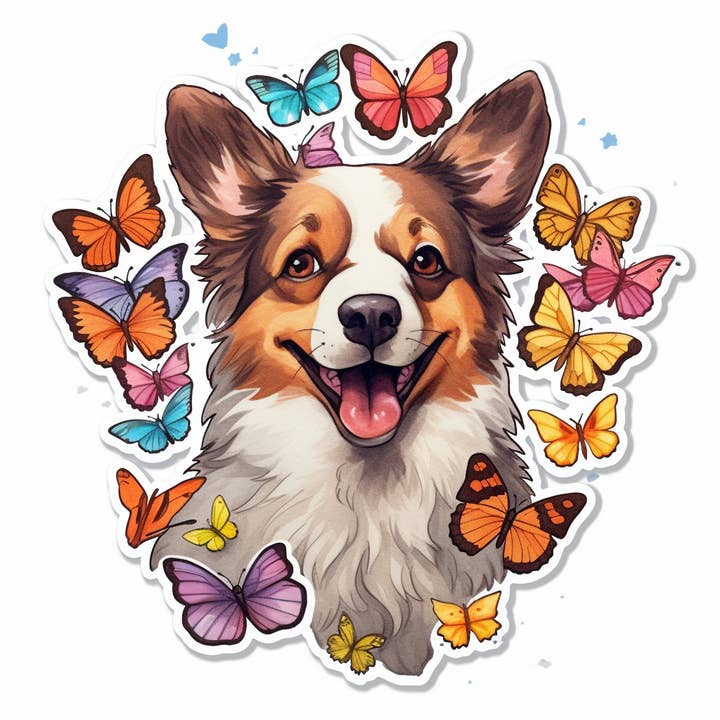 Butterfly Love Dog klistermærke Vinyl Vandtæt Vandflaske Stic for engroshandel hos Elizarae Co.