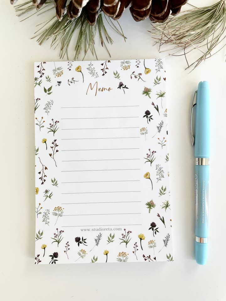 Wildflower Memo - notepad for wholesale by StudioReta