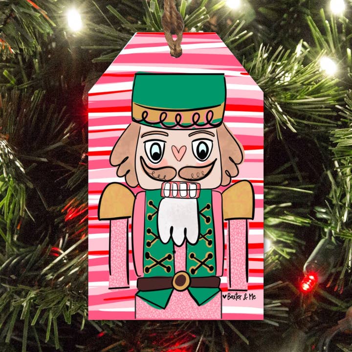 Pink Candy Nutcracker Tag Ornament for wholesale by Baxter & Me