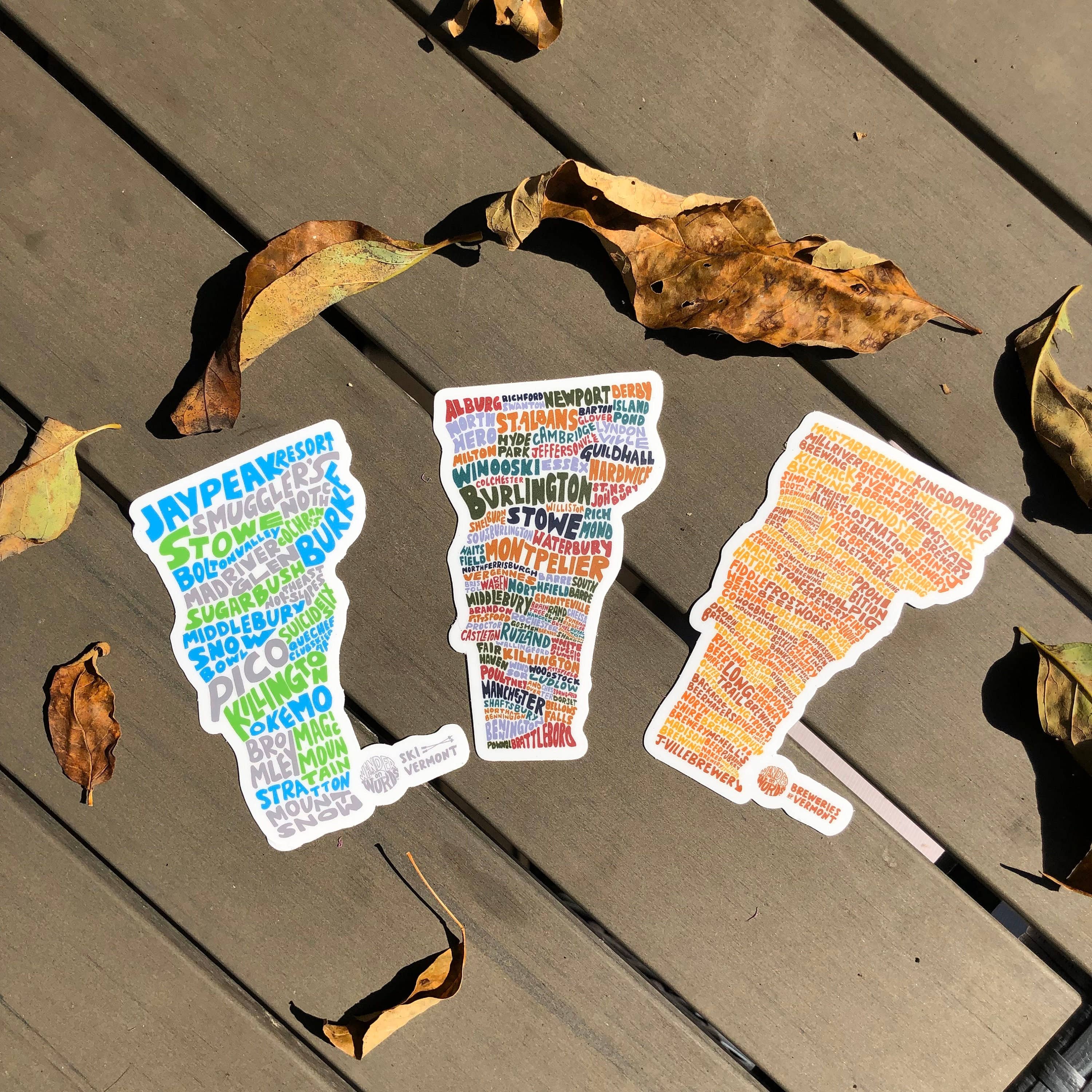 Wander On Words – Engroshandel Klistermærke – Håndbogstaverne Ski Vermont Sticker3