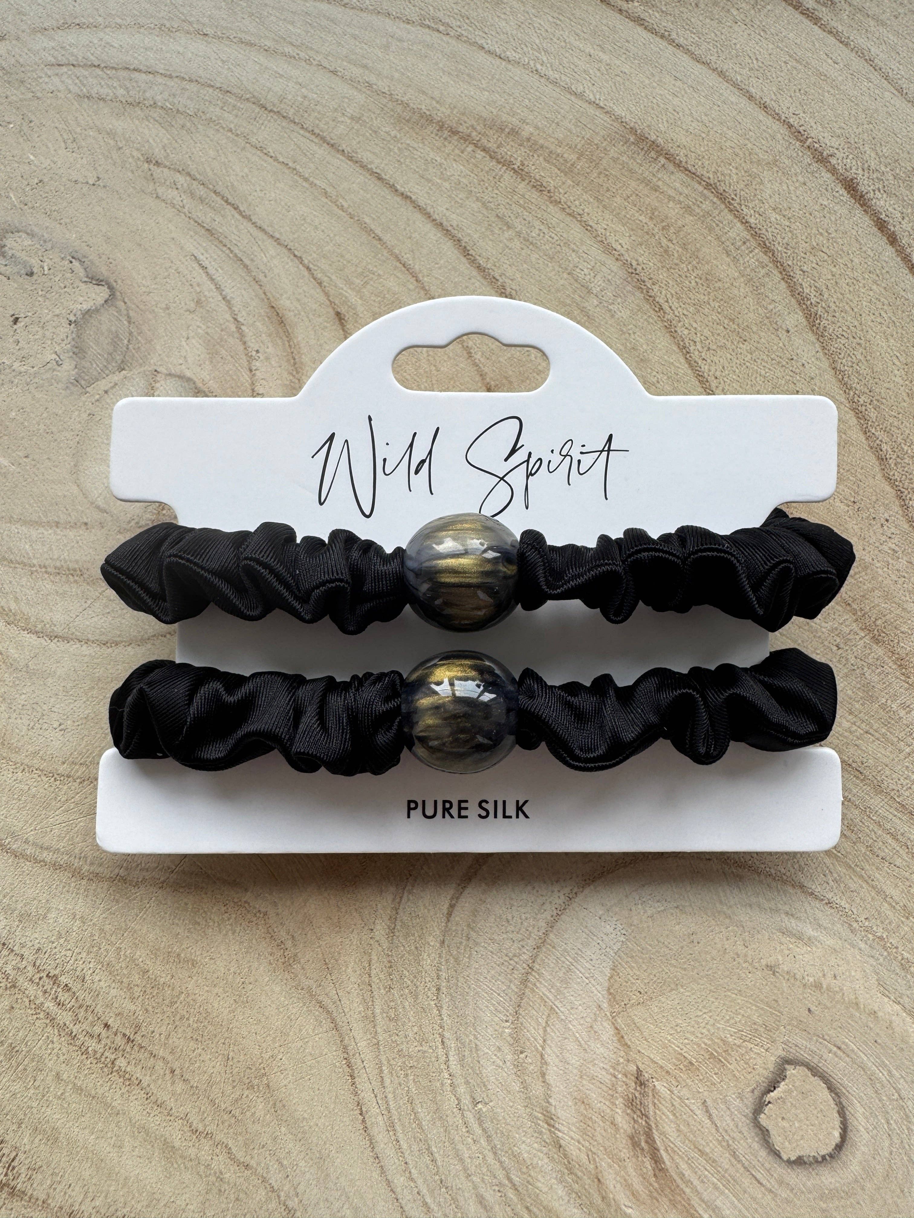Wild Spirit London – wholesale Hair tie – Pure Silk Hair Bobble Duo1