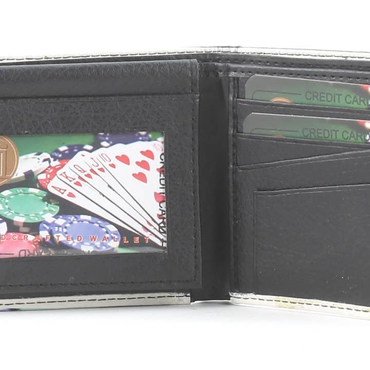 Leather Impressions Inc - Wholesale Wallet - Men's - Poker Chips Vegan Leather Bi Fold Wallet # VL 5195