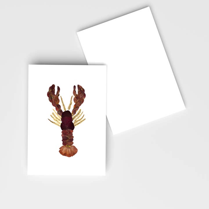 Crimson Catch – Set di Biglietti con Aragosta | Fiore Pressato per la vendita all'ingrosso da parte di Mon Petit Chou Art and Design