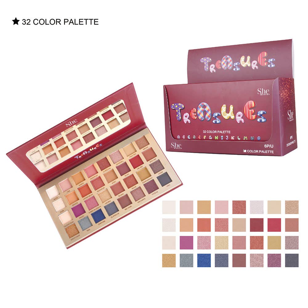 Sensibling Corp. - Wholesale Eyeshadow Palette - 6PCS - Treasures 32 Color Palettes1