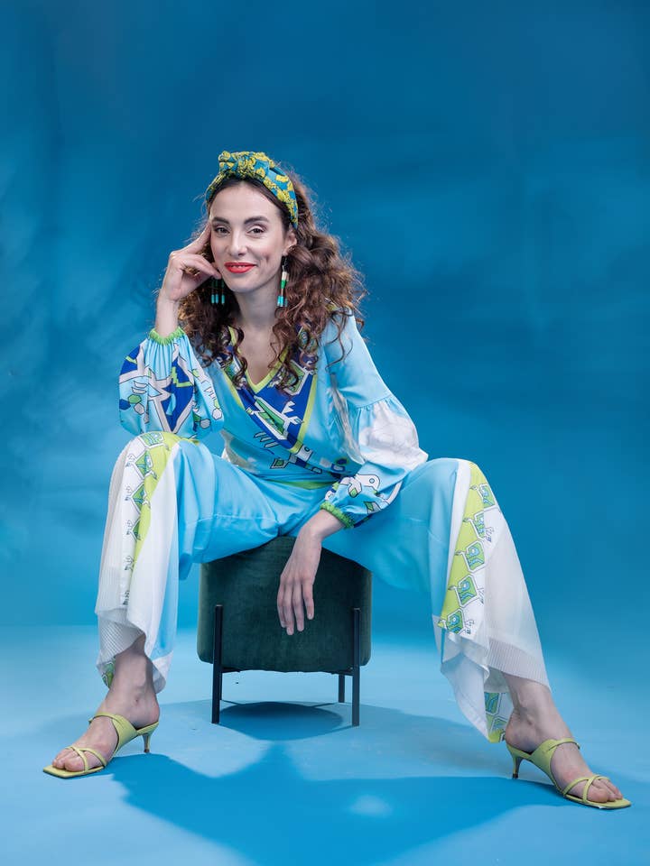 Palazzo-Hose mit weitem Bein, Haremshose, 70er-Jahre-Mode, für den Großhandel von JOLLIA