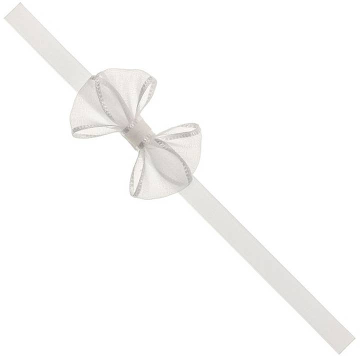Bandeau pour bébé avec nœud en mousseline avec bordure en satin pour la vente par Siena Hair Accessories