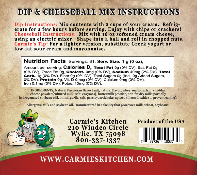 Carmie's Kitchen – Großhandel Dips – Artischocke Parmesan Dip Mix2