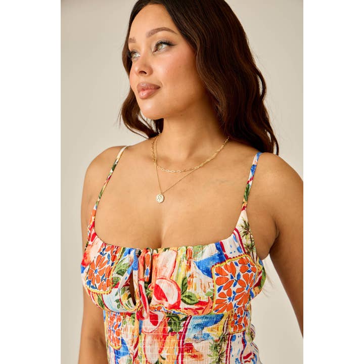 BLUE COMBO Color Splash Smocked Maxi Dress for wholesale on Faire5