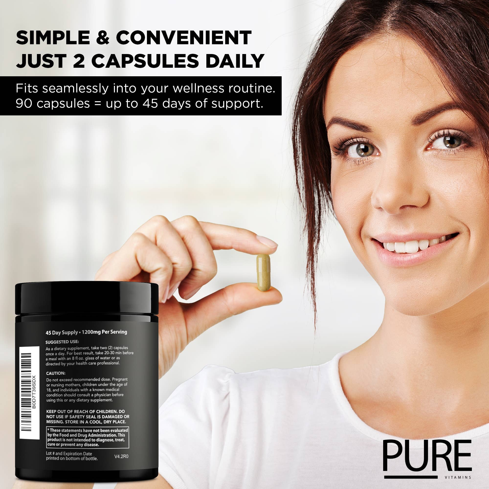 pure Vitamins - Wholesale Oral Supplement/Vitamin - Pure Vitamins Berberine HCl Capsules - 1200mg, 90 Capsules1