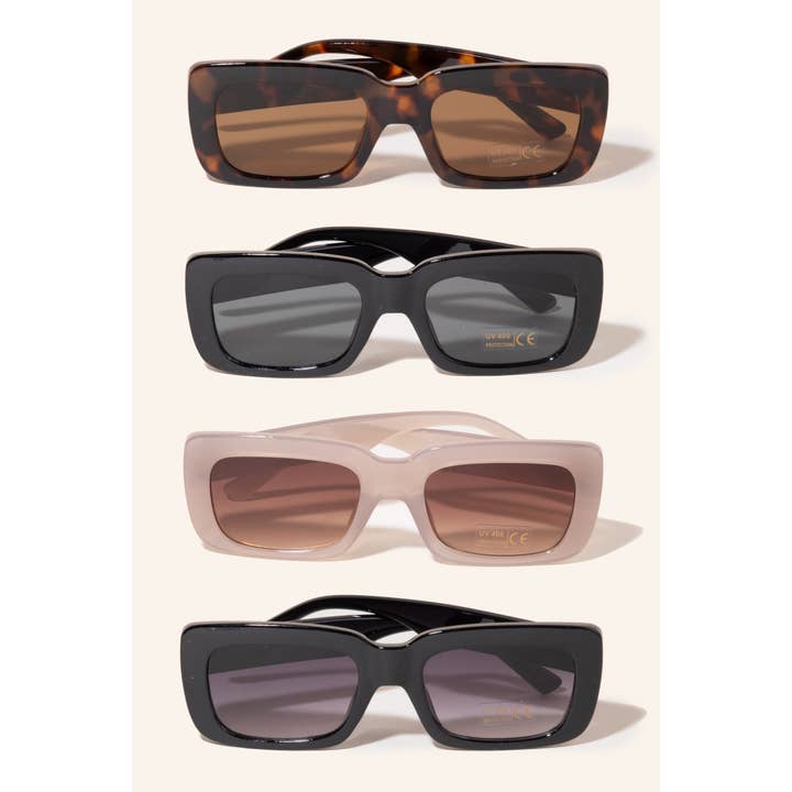 Assorted Thick Plastic Frame Rectangle Sunglasses for wholesale on Faire