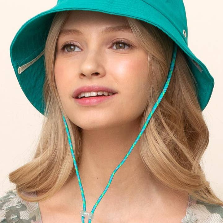 Fashion City - Wholesale Bucket Hat - Women's - Solid Chin String Cotton Safari Bucket Hat9