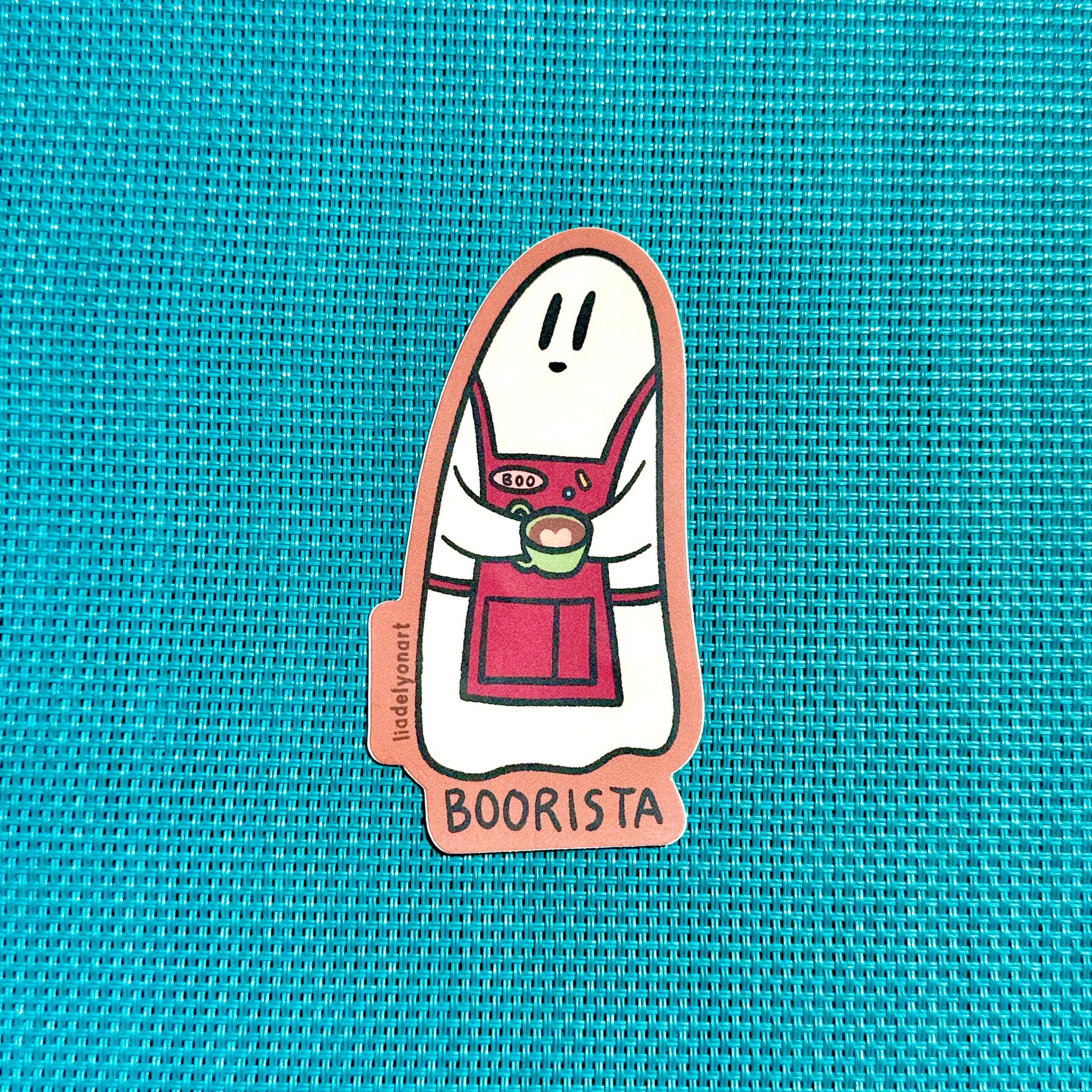 liadelyonart - Wholesale Sticker - Ghost Barista Vinyl Sticker, 3.5x1.8 in.7