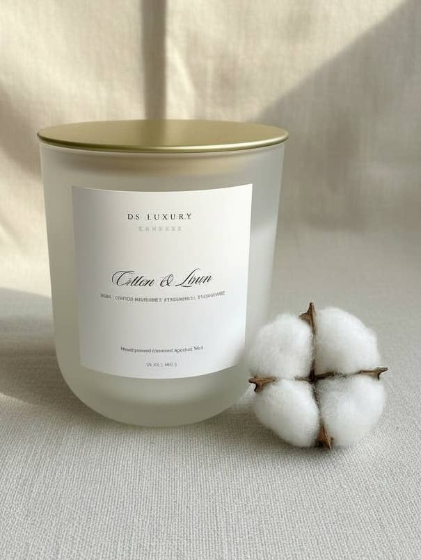 Katoen & Linnen -10 oz - Mat Glazen Kaars voor wholesale door DS Luxury Candles