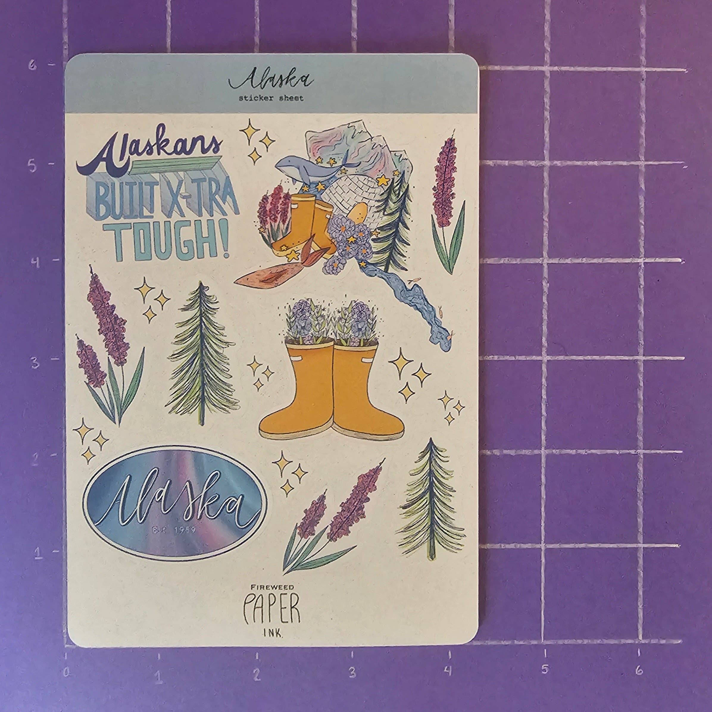 Fireweed Paper Ink - Wholesale Sticker - Alaska Sticker Sheet1