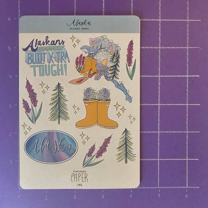 Fireweed Paper Ink - Wholesale Sticker - Alaska Sticker Sheet1