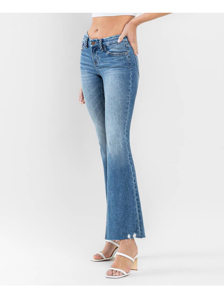 AMAZES LOW RISE BRAIDED BELT LOOP FLARE JEANS F5525 for wholesale on Faire3