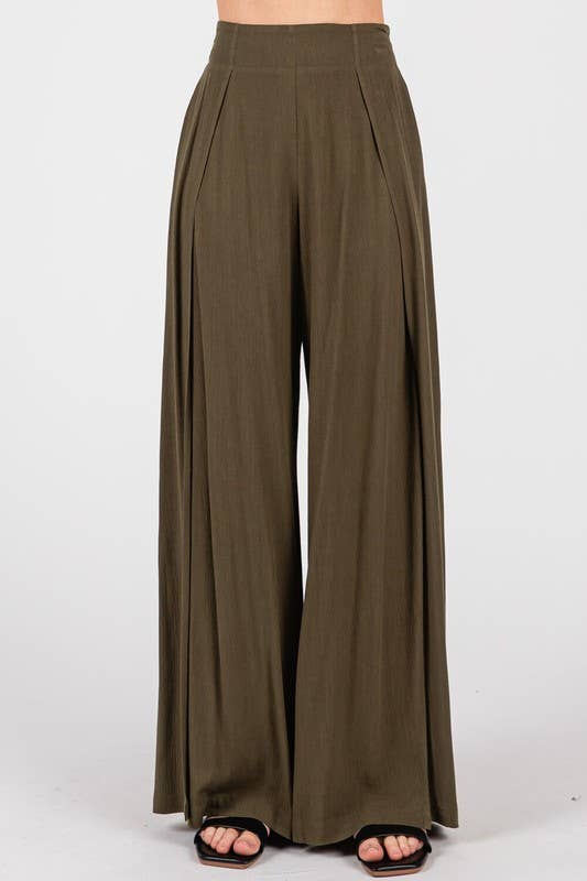 Final Touch - Wholesale Pants - Women's - Solid Front Slit Wide Leg Pants - VP361510