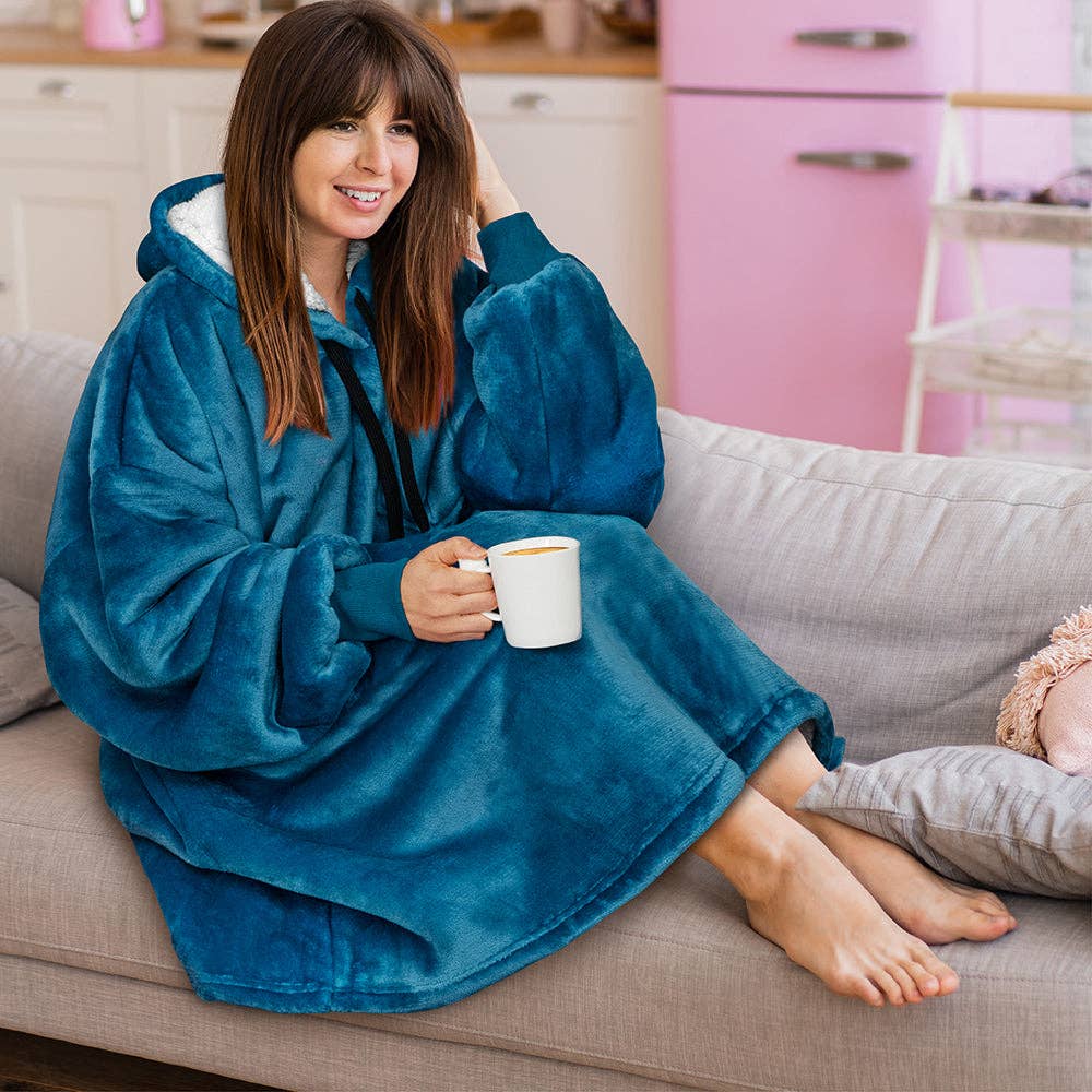 Pavilia - Wholesale Hoodie - Women's - Chest Pocket Sherpa Hoodie Blanket - Patch Pocket (Regular / Long)74