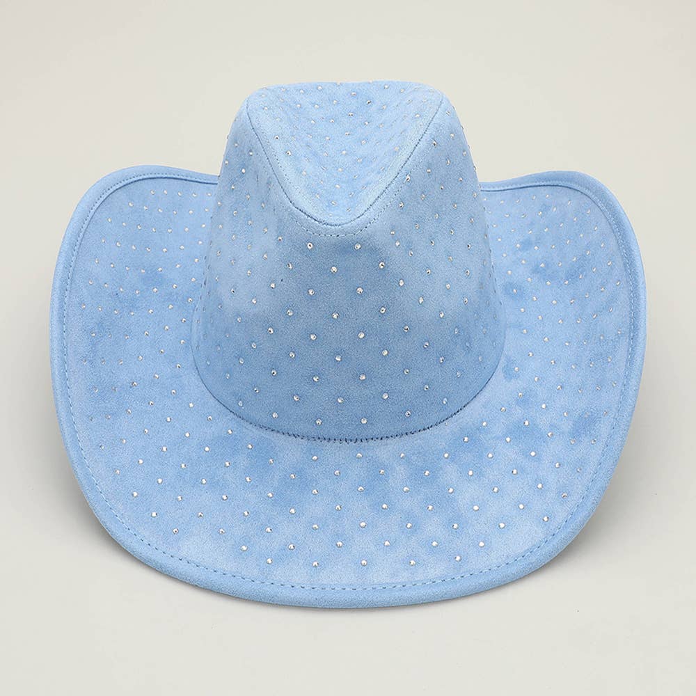 Sensibling Corp. - Wholesale Cowboy Hat - Women's - Rhinestone Embellished Faux Suede Western Cowboy Fedora Hat7
