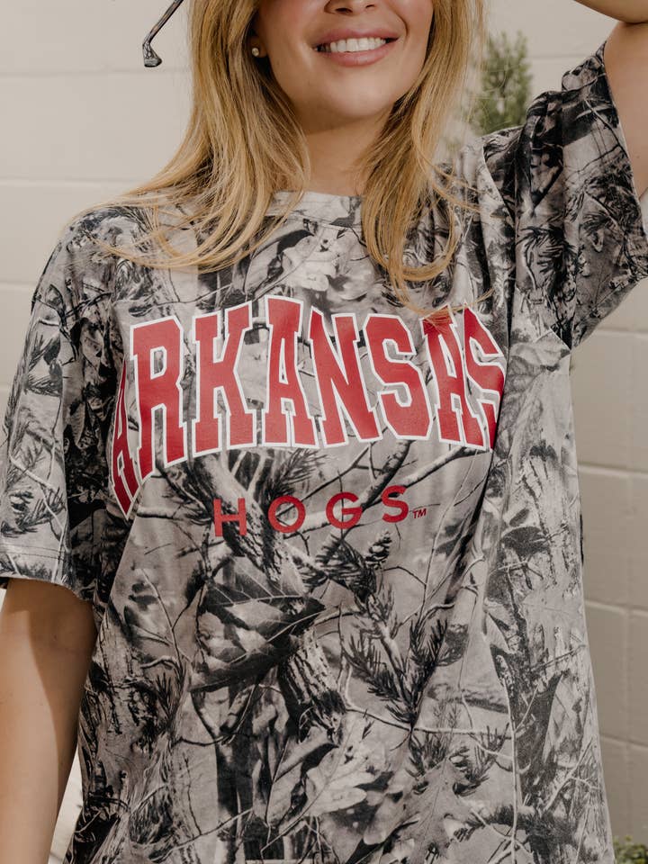 Arkansas Razorbacks Filled Gault Black/White Camo Tee for wholesale by LivyLu