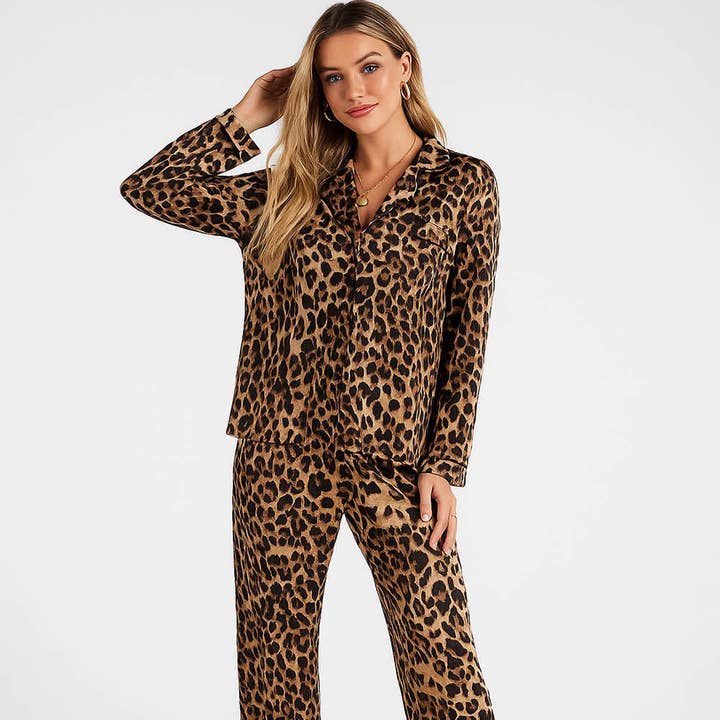 Ladies Satin Leopard Print Lapel Collar Shirt & Pants Lounge Set and other Purchase Wholesale loungewear list. Free Returns & Net 60 Terms on Faire trending on Faire.