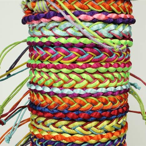 Western Counties Wholesale - Wholesale Woven/braided bracelet - Stand Of Bright Adjustable Friendship Wristbands 0