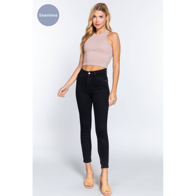 MintChoco – Großhandel Strickoberteil – Damen – NAHTLOSES CROP-TOP MIT UNTERSTREICHUNGSDETAIL13