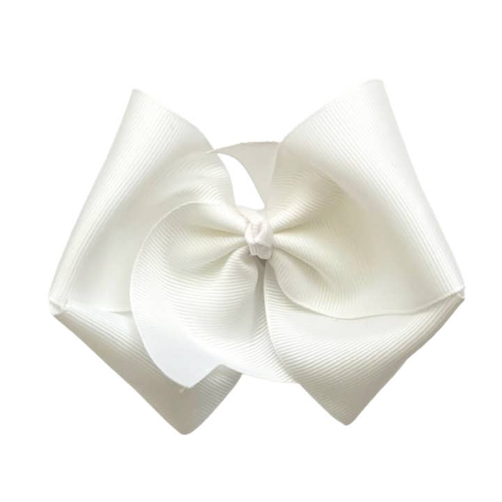 White 5" Grosgrain Hair Bow - 2.25"/ 57 mm with Lined Clip for wholesale by Sweet TOPS™ | Bows & Beyond