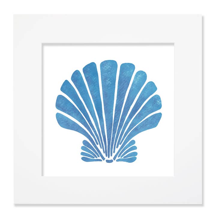 Cream Cornwall - Wholesale Art Print - Fistral Blue Scallop Shell Art Print – Mounted in Two Sizes2