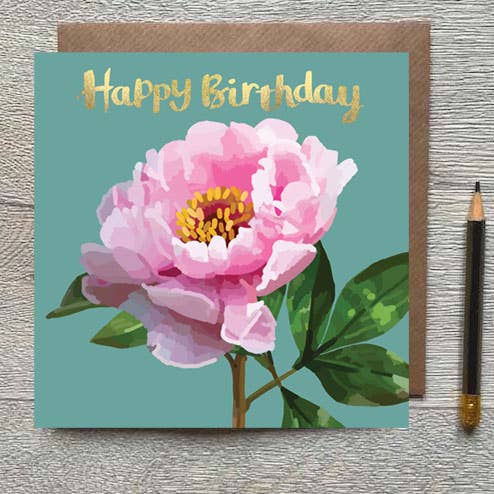 PN 02 - Enkelt pionfolierat grattiskort för wholesale av Sarah Kelleher